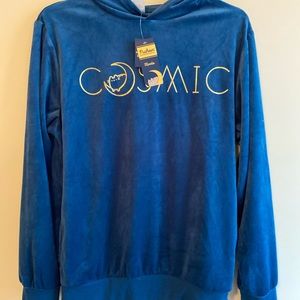 Pusheen Cosmic Velour Hoodie Sweatershirt Size M Blue